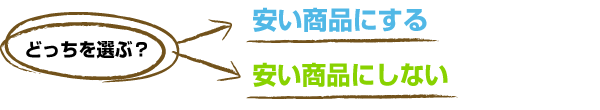 どっちを選ぶ？　安い商品にする or 安い商品にしない