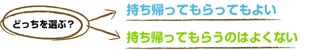 どっちを選ぶ？　持ち帰ってもらってもよい or 持ち帰ってもらうのはよくない