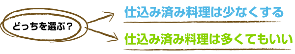 どっちを選ぶ？　仕込み済み料理は少なくする or 仕込み済み料理は多くてもいい